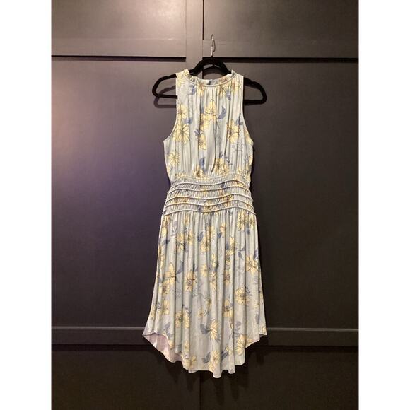 Current Air Sleeveless A Line Floral V Neck Smocked Waist knee length Dress M - Picture 2 of 8